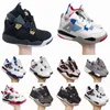 TD 4s Splatter Kids Outdoor Shoes Cool Grey Pale Citron Motorsports NewBorn Baby Boys Girls For Love Of The Game Toddler Alternate Outdoor Sport Trainers Bred
