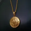 Pendant Necklaces Hip-Hop Rock Women Men Gold Compass Necklace Vintage Stainless Steel Round Coin Fashion Chain Jewelry217d