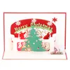 Wenskaarten Happy Year -up Christmas 3D Stereo-kaart met licht en muziekfestival Ideaal geschenk voor vrienden 15x10cm