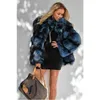 Продажа градиента синий имитационный меховой пальто женского хенд сшиты 211207