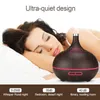 400ml controle remoto Ultrasonic Air Humidifier Aroma Difusor de óleo essencial com grão de madeira 7 cores mudando luzes para o escritório 210724