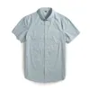 2022 Été à la manche courte manches courtes Oxford Tissu Soft Imprimer Hommes Smart Casual Chemises avec Pocket Pocket Hommes
