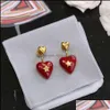 Orecchini a bottone Gioielli Trendy Luxury 1: 1 Cuore rosso per le donne Oro Ear Aessories Vintage Star Earring Lady Decoration 210323 Drop Delivery 202