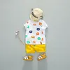 Estate Ragazzi Vestiti da spiaggia Orso cartone animato Stampa modello Top Camicetta T-shirt + Pantaloncini Set Casual Manica corta Completi Set 210326