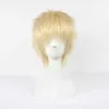 Anime Haikyuu !! Kei Tsukishima Short Light Blonde Cosplay Kostuum Pruik Hittebestendig (exclusief glazen) + CAP Y0913