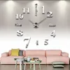 壁掛け時計2021時計時計3D DIYアクリルミラーステッカーホームデコレーションリビングルームモダンエウヨーロッパアート装飾
