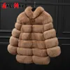 Plus Taille Vêtements d'extérieur d'hiver Furry Faux Manteau Femmes Col Haut À Manches Longues Fausse Veste Gilet Casual 210428