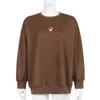Sweatshirt Bruin Sweatshirt Vrouwen Herfst Mode Gedrukt Pullover Lange Mouw Sweat Shirt Koreaanse Streetwear Dames 210422