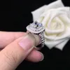 Gioielli in oro bianco massiccio 18K 750 di qualità di lusso 3Ct Diamante taglio cuscino AU750 Anello di fidanzamento per regalo da donna