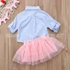 Emmababy Baby Gilrs Clothes 2PCS Baby Girls Clothing Set Plaid Long Sleeve Blouses + Pink Lace Skirts Summer 1-5Y Baby Fits 45 Y2