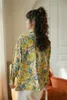 Gul blomma skjorta kvinnor fall knapp upp långärmad blus lös avslappnad blommig topp koreanska mode kläder 210427