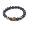 Square Siedem Chakrasz Kamień Charm Bransoletka Kobiety Mężczyźni 8mm Koraliki Lava Olej Essential Diffuse Energy Buddha Struchy Bransoletki Biżuteria