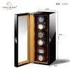 Luxury Winder Mechanical Es Black Automatisk Box Storage Organizer Case Glass Watch Display Skåp Presentidéer