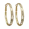 Orecchini a cerchio rotondo di lusso grande fascino moda oro colore colore matrimonio doppio zircone orecchino in pietra per le donne