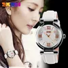 SKMEI 시계 여성 패션 럭셔리 브랜드 시계 3BAR 방수 간단한 가죽 스트랩 쿼츠 손목 시계 Reloj Mujer 9075 210616