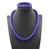 Ensemble de bijoux africains pour femmes, boucles d'oreilles, collier, Bracelet bleu dubaï, fête de mariage, chaîne à brins de mariée, B243