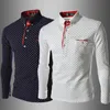 Toptan Erkek Polos İngiltere Trendy Dalga Noktası Kendini Yetiştiriciliği Uzun Kollu Gelgit Polo Gömlek Streetwear Erkek Top