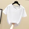 Wwenn O-hals Zomer T-shirt Dames Vrouwelijke Tops Holle Y2K T-shirt Mode Basic Tee Shirt Femme Casual Solid voor 210507