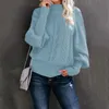 Kurtki damskie kobiety 2022 Zimowy sweter w połowie szyjki kobiety luźne dzianinowe kolorowe płaszcz dżinsowy z długim rękawem