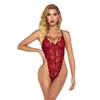 Sexy dentelle col en V érotique dames soutien-gorge à armatures combinaison maille vêtements ensembles sexy lingerie femmes body 211208