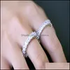 Band ringen sieraden wit vergulde clear cz zirkoon voor vrouwen meisjes geschenken glanzend kristal bruiloft verlovingsring drop levering 2021 93BUP