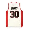 Nikivip Nave dagli Stati Uniti Stephen Curry # 30 Davidson Wildcats College Maglia da basket cucita Bianco Rosso Taglia S-3XL Alta qualità