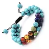 8mm natuursteen Healing Beaded Double Layer Strands Charm Armbanden voor Mannen Vrouwen Handgemaakte Touw Gevlochten Mode-sieraden