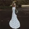 レースボーマーメイドのウェディングドレスのための女性の花嫁2021バックレスボヘミアンブライダルガウン結婚のドレスビーチvestido de Noiva
