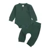 Baby kleding sets baby gebreide katoenen rompertjes broek pakken lente herfst effen mode lange mouw jumpsuits jongen meisje outfits 2pcs 2655 y2