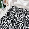 Kimutomo Casual Zebra Pattern Pants Women Spring Korea Chic Female High Waist Loose Wide Leg Trousers Streetwear Fashion 210521