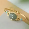 Armreif 2021.Intarsien Hetian Saphir Türkis Armband Chinesischen Stil Retro Klassische Gericht Charming Frauen Einstellbare Marke Schmuck