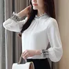 Blusas Mujer de Moda Spring Korean Szyfonowa Koszula Kobiety Z Długim Rękawem Koronki Bluzki i Topy Plus Rozmiar 8100 50 210427