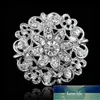 Rinhoo Cristal Prata Banhado Flor Brooches Rhinestone Broche Pins Mulheres Homens Festa de Casamento Banquete Buquê Buquê Bocalho Jóias Preço de Fábrica Preço Qualidade