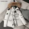 Hooded Real Fur Collar Down Jacket Män och Kvinnor Samma Tjocka Vinter Utomhus Snö Coat Par Tooling Oversized 211011