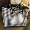 Dames Tas Canvas Handtas 2021 Girl Shopper Portemonnee Fashion Casual Houndstooth Ol Stijl Grote Capaciteit Commuter Crossbody Tassen