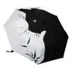 Folding Paraply Black Coating Cat Sun Paraplyer Rain Women Princess Parasol Anti-UV Raguas Girls Guarda Chuva