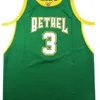 Nikivip Мужчины женщины, дети, молодежи, xxs-6xl Allen Iverson 3 Green Bethel Alternate High School Basketball Jersey