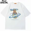 Erkekler Tshirt Hip Hop Streetwear Japon Kanji Mektup Ayı Baskı T Gömlek 2021 Yaz Kısa Kollu T-Shirt Harajuku Pamuk Gömlek H1218