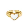 Moda Europeia e Americana Estilo Heart-shaped White Shell Ring Simples Ador Feminino Anel de Ouro Fornecimento Cross-frontal