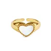 Bague en coquille blanche en forme de coeur de style européen et américain à la mode bague en or pour femmes simples amour approvisionnement transfrontalier