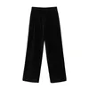 Streetwear femmes pantalon droit mode dames élégant taille haute pantalon élégant femme Chic noir velours 210527