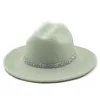 Fedora hatt för kvinnor brett brim diamantband filt jazz hatt höst vinter bröllop fest trilby hatt