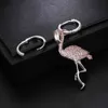 UMGODLY Luxury Brand Asymmetric Flamingo Earrings Pink Cubic Zirconia Women Party Fashion Jewelry Gift