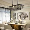 Smoke grey crystal pendant light decorative rectangle chandelier modern lighting for dining room restaurant hotel