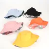 Double-sided Wearing Stingy Brim Cap Visor Rainbow Color Bucket Men Women Cotton Sun Reversible Tie Dye Fisherman Hat