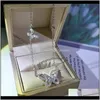 Necklaces & Pendants Jewelryclsssical Brand Luxury Jewelry 925 Sterling Sier Marquise Cut White Topaz Diamond Gemstones Butterfly Pendant Wom