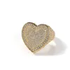 Moda masculino anel de ouro de hip hop jóias de grande coração anel de coração salto anéis de casamento