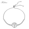 KALETINE Real 925 Sterling Silver Jewelry Tennis Bracelets Women Tree Of Life Adjustable Charm Bead Gift For Girls KLTB018