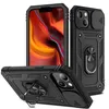 Housse de caméra coulissante 3 en 1 étuis de téléphone avec support magnétique en anneau pour iPhone 13 12 11 Pro Max XR XS Samsung A02S A03s A12 A32 A52 S21 Ultra S20 FE coque de protection en tpu pc