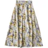 Vintage Olej Malowidła Szyfonowe długie spódnice dla kobiet Elastyczne wysoką talię Koreańską wiosenną spódnicę Y2K 210529
